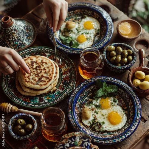 Moroccan hospitality and traditional breakfast food