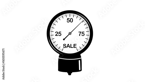 mega sale 60% symbol, Manometer scale showing sale, black isolated silhouette