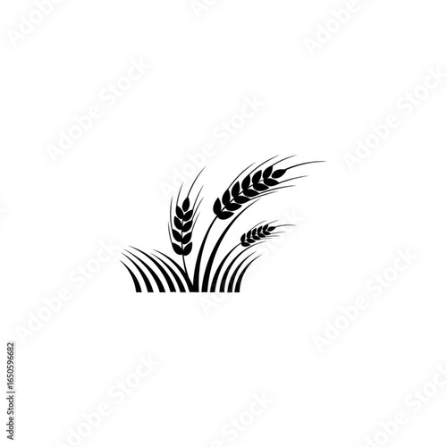 Elegant Wheat Stalks Silhouette A Symbol of Harvest and Bounty in Black and White