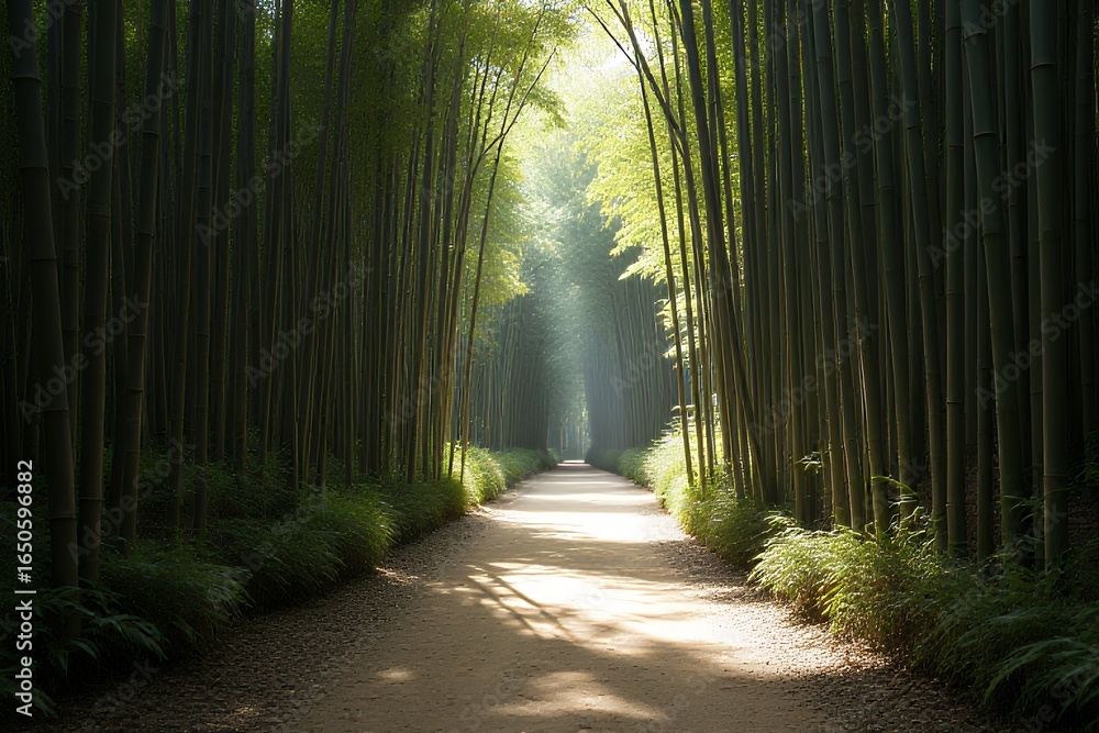 Fototapeta premium Serene Path Through a Bamboo Forest