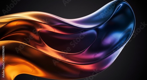 Vibrant flowing liquid metal with warm and cool color gradients