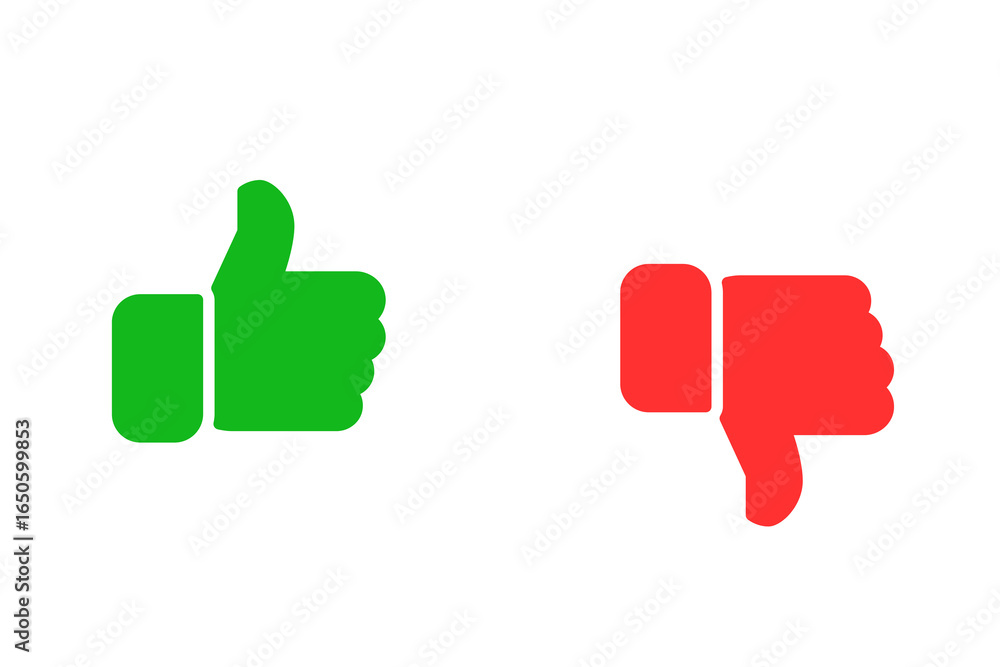 Obraz premium Set of like and dislike sign, YES and NO icon, YES and NO buttons, YES and NO buttons symbol, YES and NO sign, like and dislike buttons, like and dislike sign, like and dislike symbol