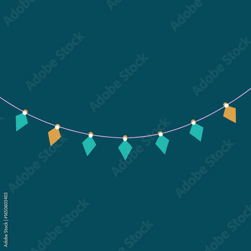 Festive diamond garland on dark teal background