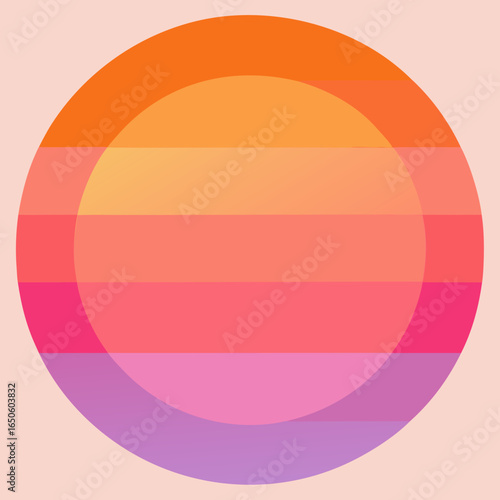 Abstract sunset circle with gradient color bands