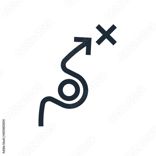 Easy Strategic plan. Avoid problems. Go around obstacles. Vector linear icon isolated on white background.