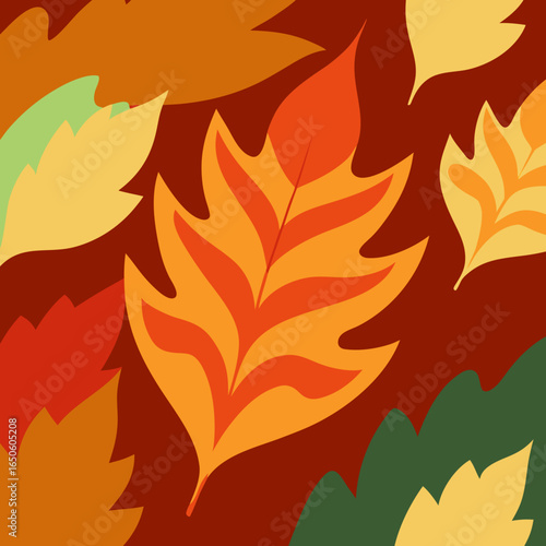 Vibrant autumn leaves pattern with warm colors