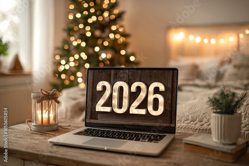 Wallpaper Mural Christmas picture, numbers "2026" on computer Torontodigital.ca