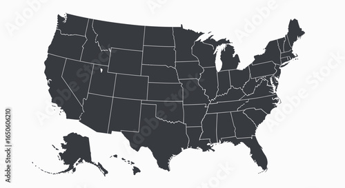 Detailed map of the United States offering sharp contrast and clear state boundaries for demographic projects