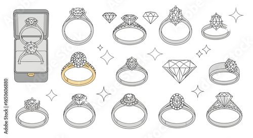 Elegant collection of diamond engagement rings for showcasing jewelry designs or planning your dream wedding
