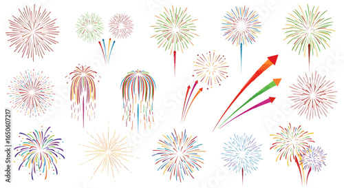 Vibrant fireworks display in various colors, perfect for celebrating special occasions with festive flair