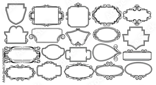 Elegant decorative frames set perfect for wedding invitations and vintage designs with ornate flourish details