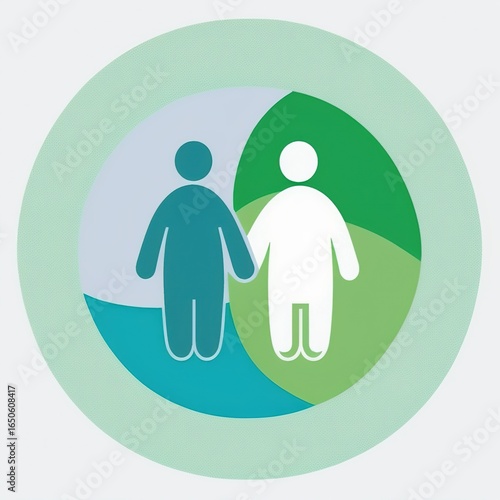 Dual Human Figures in Circular Design Symbolizing Unity and Collaboration for Community-Focused Branding