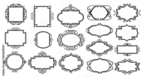 Elegant vintage frames collection for wedding invitations and logo design projects, ready for your creativity