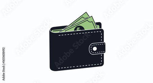 Wallet overflowing with cash represents financial security, savings, and wise investment decisions