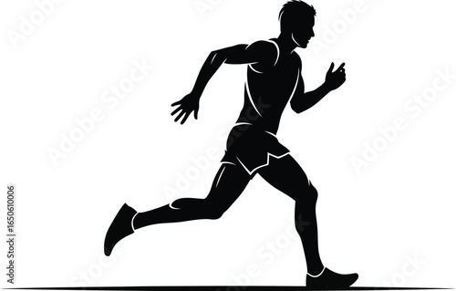 Silhouette of a man running fast, , showcasing sport, exercise, fitness, and a healthy lifestyle with speed and motion