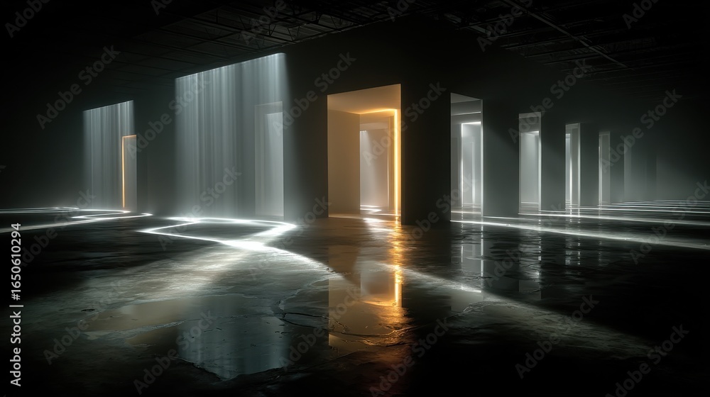 Fototapeta premium Techno lights creating minimalist shadowplay