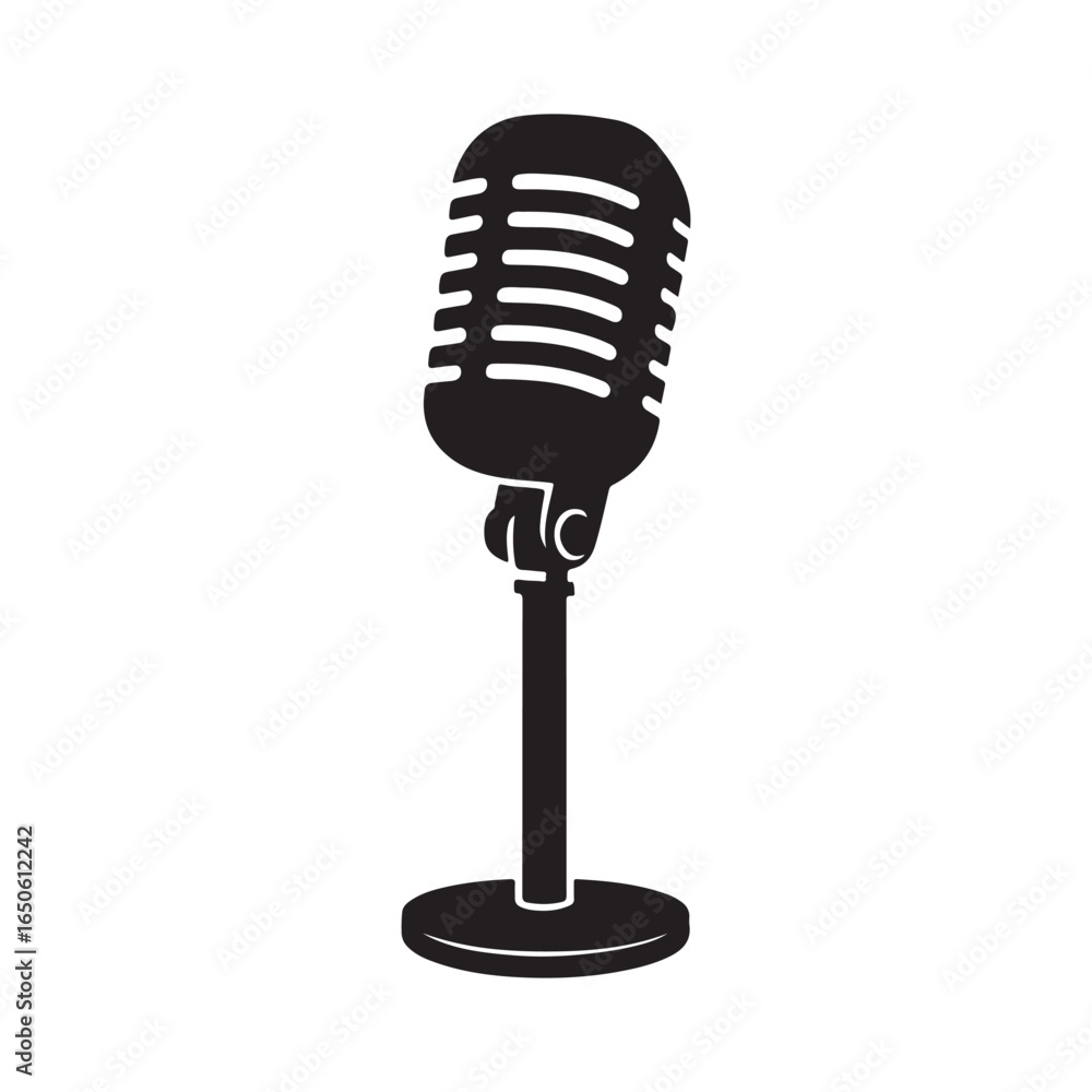 Fototapeta premium Vintage microphone silhouette on stand