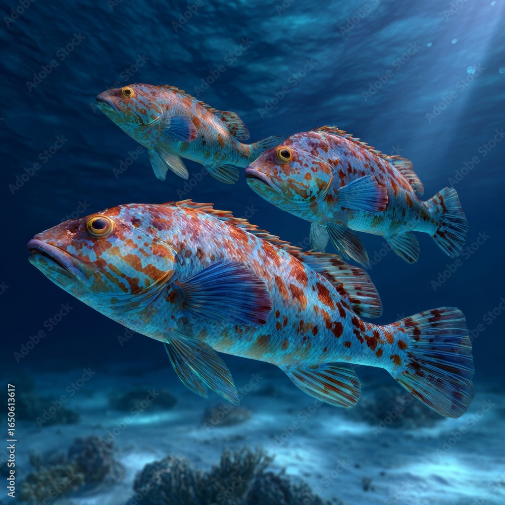 Fototapeta premium Colorful Fish Swimming in Underwater Coral Reef Environment