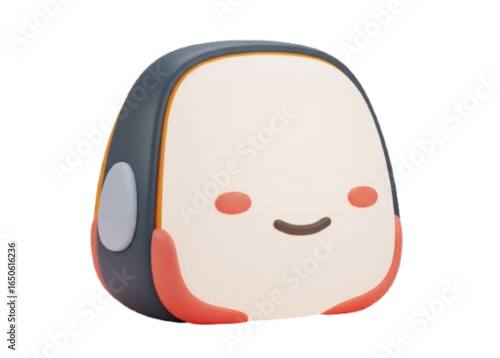 Cute character figurine with a smiling face in vibrant colors  