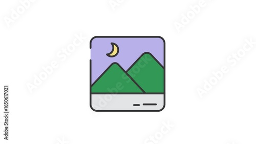 Animated Gallery vector illustration icon transition from day to night