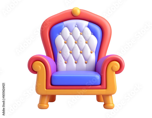 Colorful 3D Throne Chair Illustration
