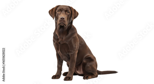 Obraz na plátně Isolated Chocolate Labrador Retriever Sitting