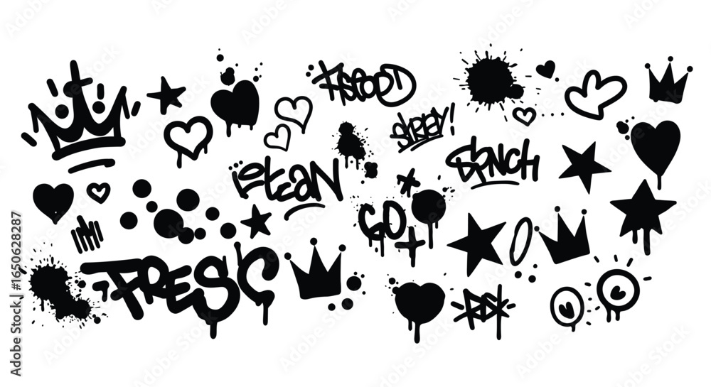 Naklejka premium Collection of graffiti style icons and words on white background