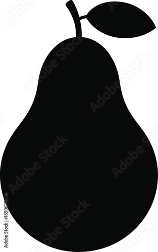 Black pear with leaf fruit silhouette