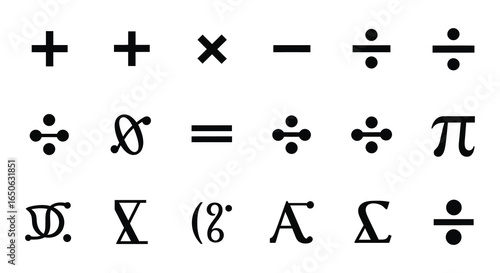 Collection of mathematical symbols and operators used in algebra and calculus
