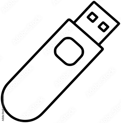 Thin-Line USB Flash Drive Icon – Monochrome Vector