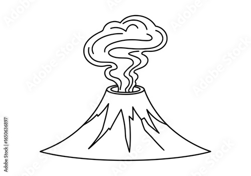 Dynamic volcano erupting with smoke plumes, a powerful natural force depicted simply.