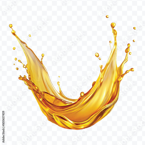 abstract 3d  fresh olive or engine oil splash in wavy style isolated on transparent background