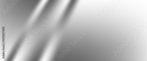 Silver foil background with metal mirror texture. Chrome gradient surface with light gloss. Vector aluminum grey sheet with reflection. Platinum and titanium abstract cold bg