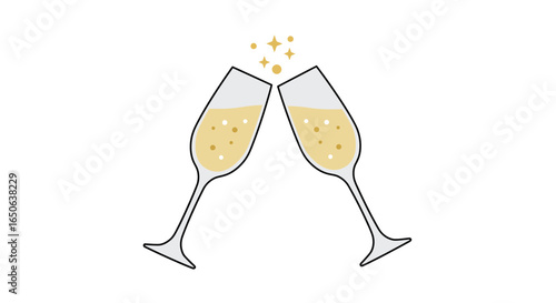 Cheers to Celebration Two Champagne Glasses Clinking in a Festive Toast, Perfect for Any Event
