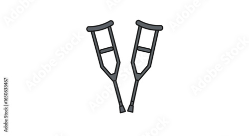 Pair of medical crutches illustration on a white background
