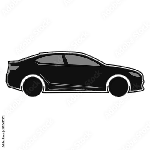 Sleek black sedan silhouette showcasing modern automotive design and elegant lines