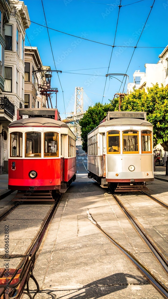 Fototapeta premium San Francisco cable cars on a sunny day