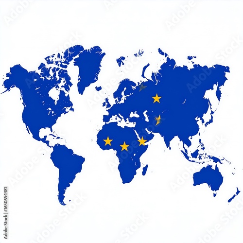 World map with European Union flag overlay