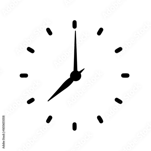 Simple Clock Face Showing Time Around Eight O'clock in the Morning