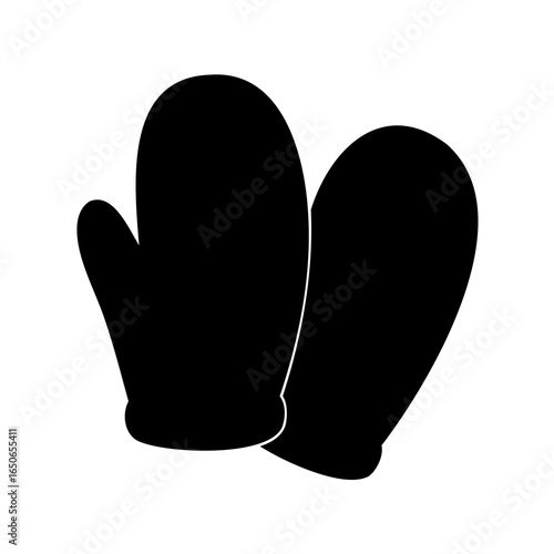 A pair of black silhouette mittens for cold weather protection concept