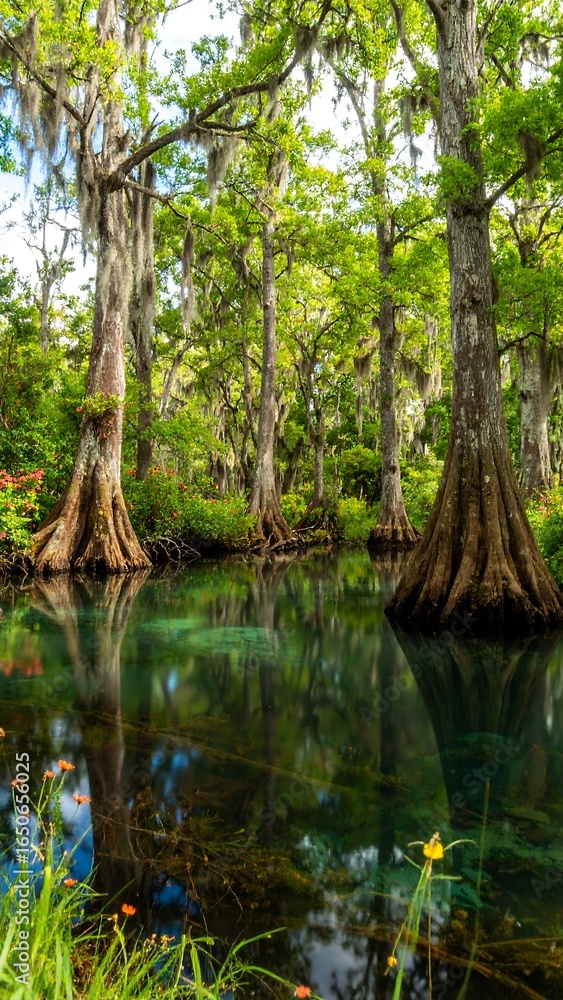Fototapeta premium Serene cypress swamp reflections