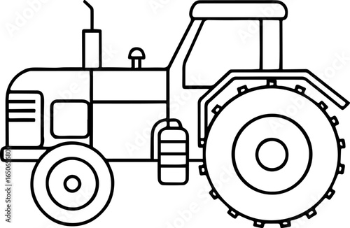 tractor, farm equipment outline vector illustration line art