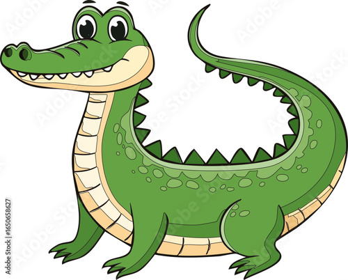 Crocodile Cartoon Illustration, This Crocodile Illustration is perfect for your animals posts, sea animals posts, crocodile vector is also can be used for kids activity, story books and comics, etc. 