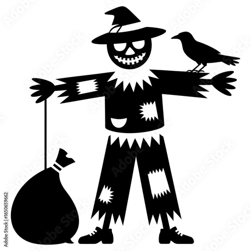 Halloween creepy scarecrow illustration