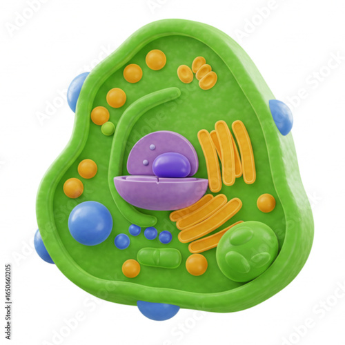 Vibrant and detailed 3D rendering of a plant cell, perfect for educational materials