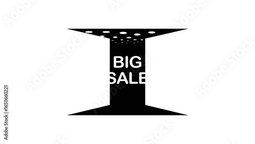 welcome we have big sale, black isolated silhouette