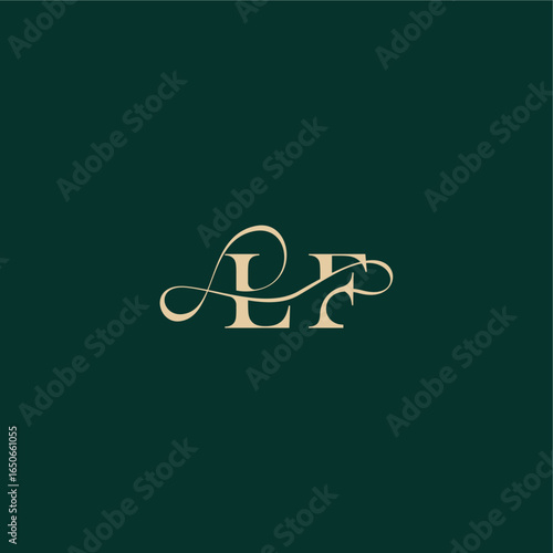monogram initial logo design elegant style with wavy line LF organic curve wedding letter