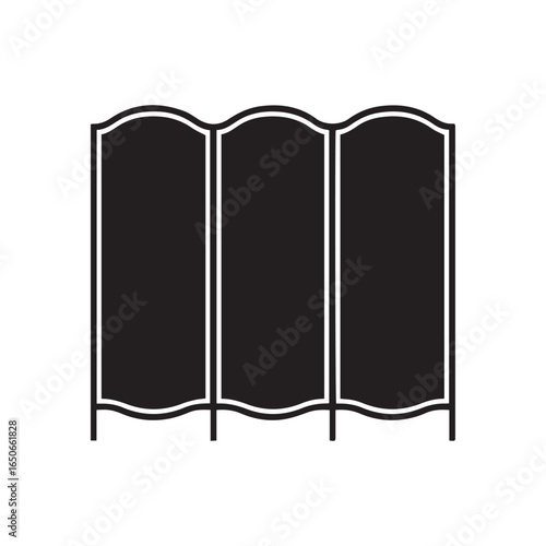 Classic Three-Panel Folding Screen Room Divider Silhouette Icon