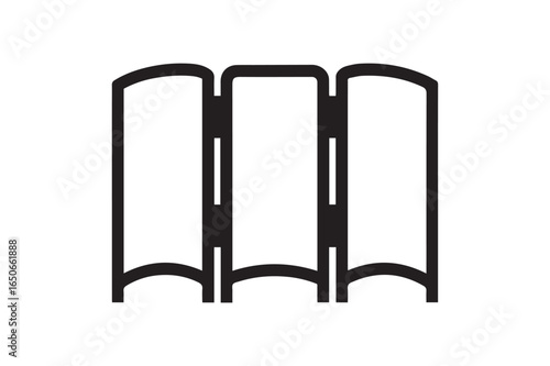 Classic Three-Panel Folding Screen Room Divider Silhouette Icon
