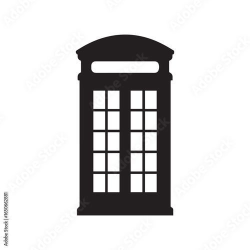 Classic London Telephone Booth Silhouette - Iconic British Landmark Vector Icon